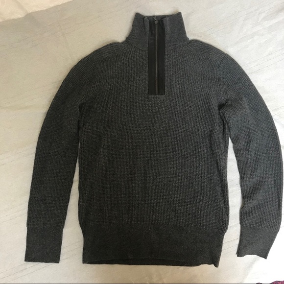 Banana Republic NWOT wool/leather sweater men’s L - Picture 3 of 8
